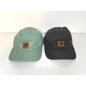 Lot 2 Carhartt Hat Cap Adjustable Green Brown Trucker Patch Logo